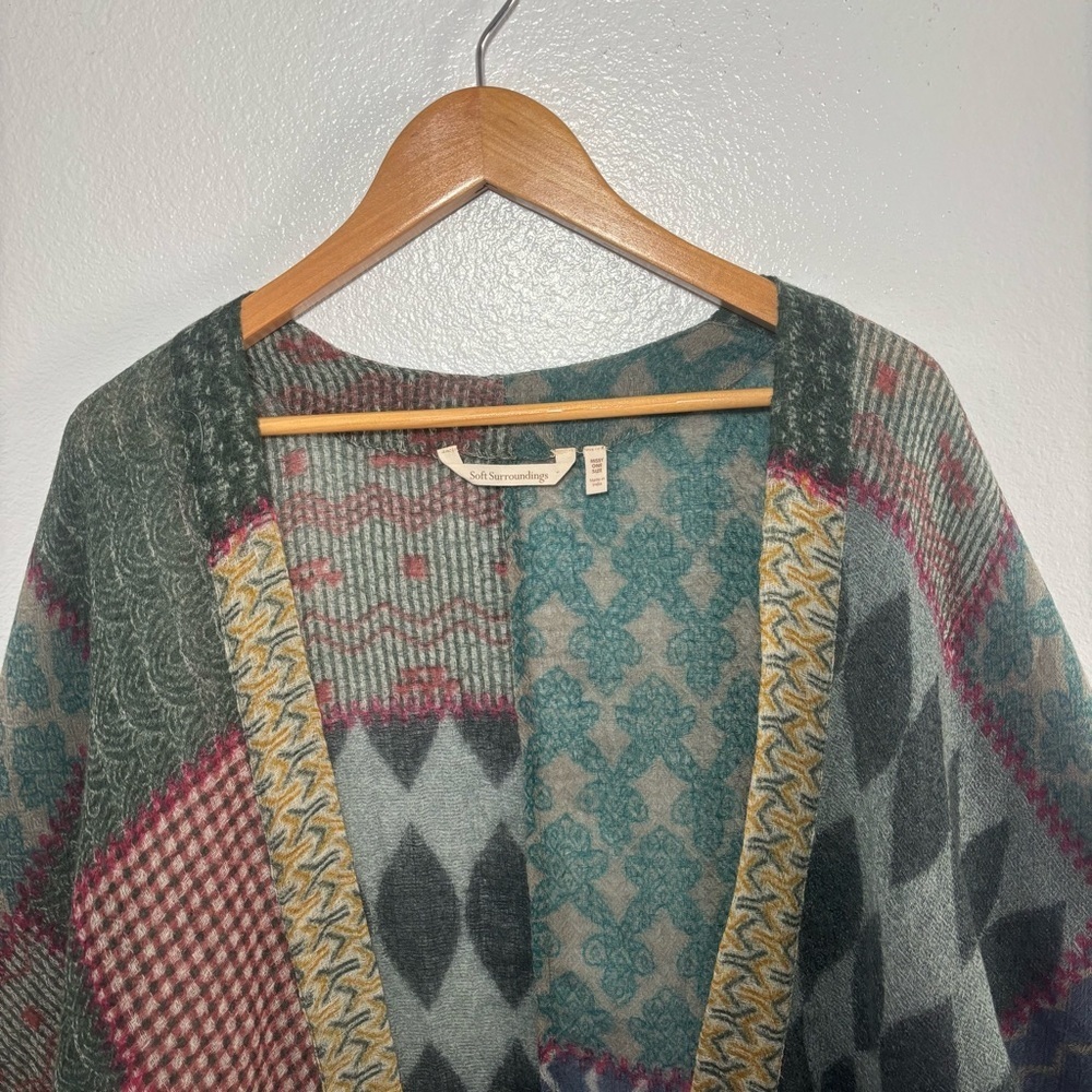 Soft Surroundings Wool Patchwork Boho Kimono Card… - image 3